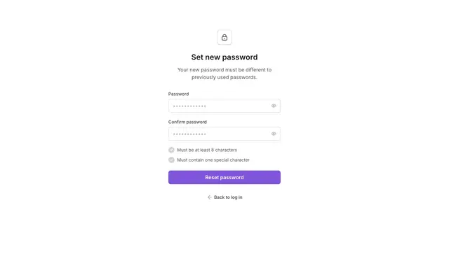 Step 3 set new password