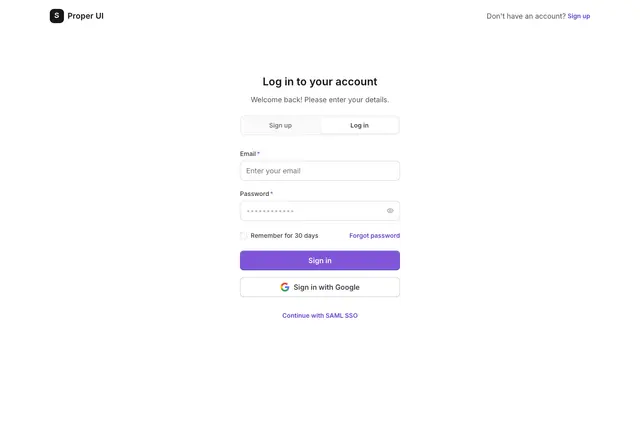 Login Simple Header Navigation