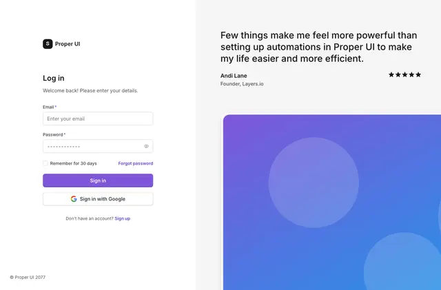 Login Split Mockup Quote