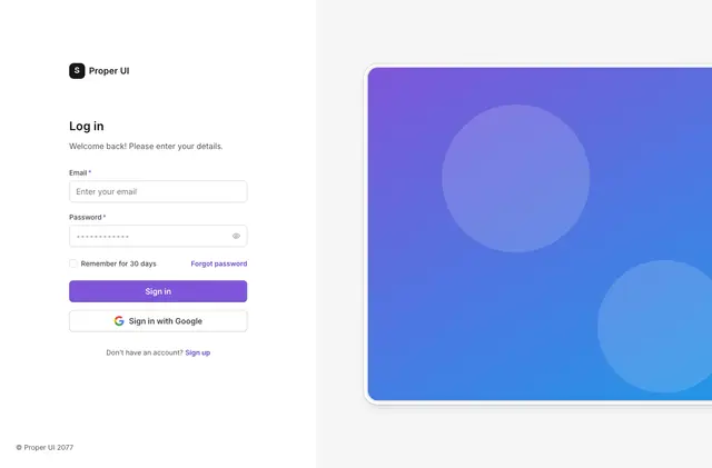 Login Split Mockup