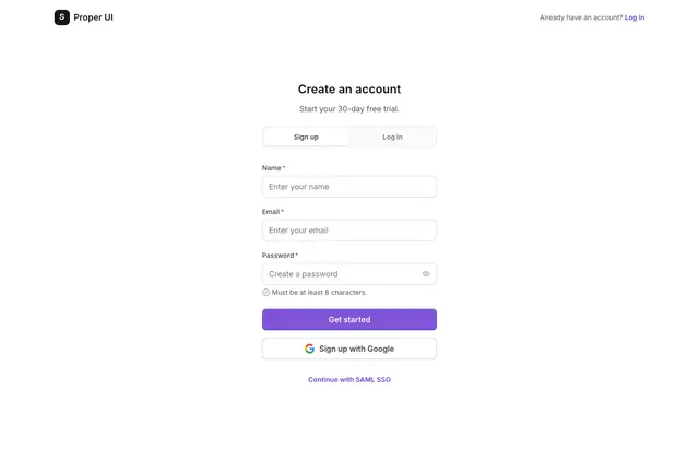 Signup Simple Header Navigation