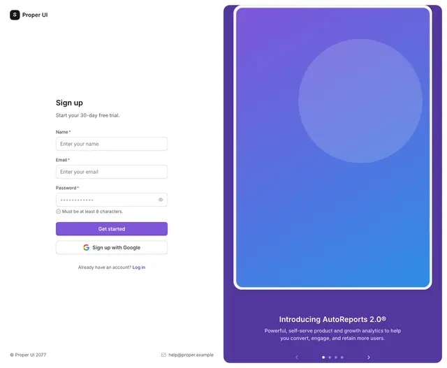 Signup Split Carousel