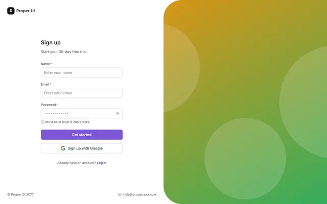 Signup split image