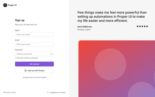 Signup Split Mockup Quote