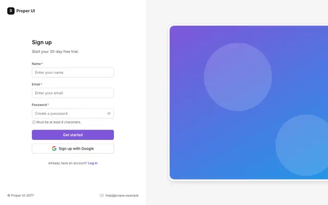 Signup Split Mockup