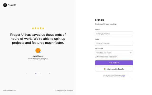 Signup Split Quote Carousel