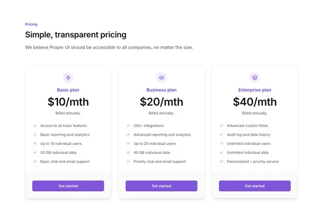 Pricing Section Simple Cards 01
