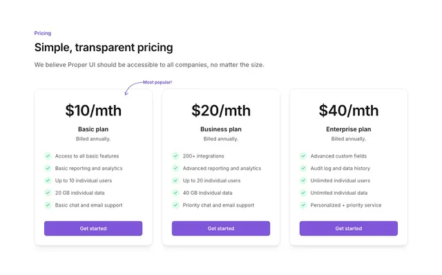 Pricing Section Simple Cards 02