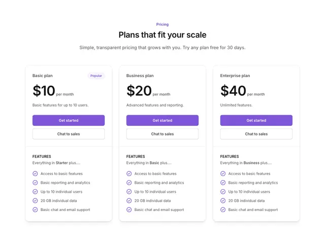 Pricing Section Simple Cards 03