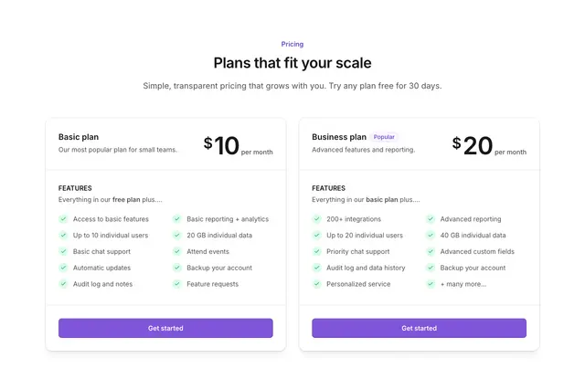 Pricing Section Simple Cards 04