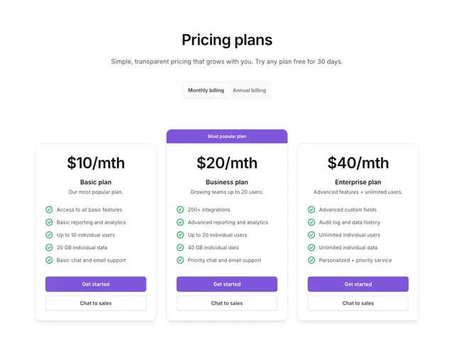 Pricing Simple Banner